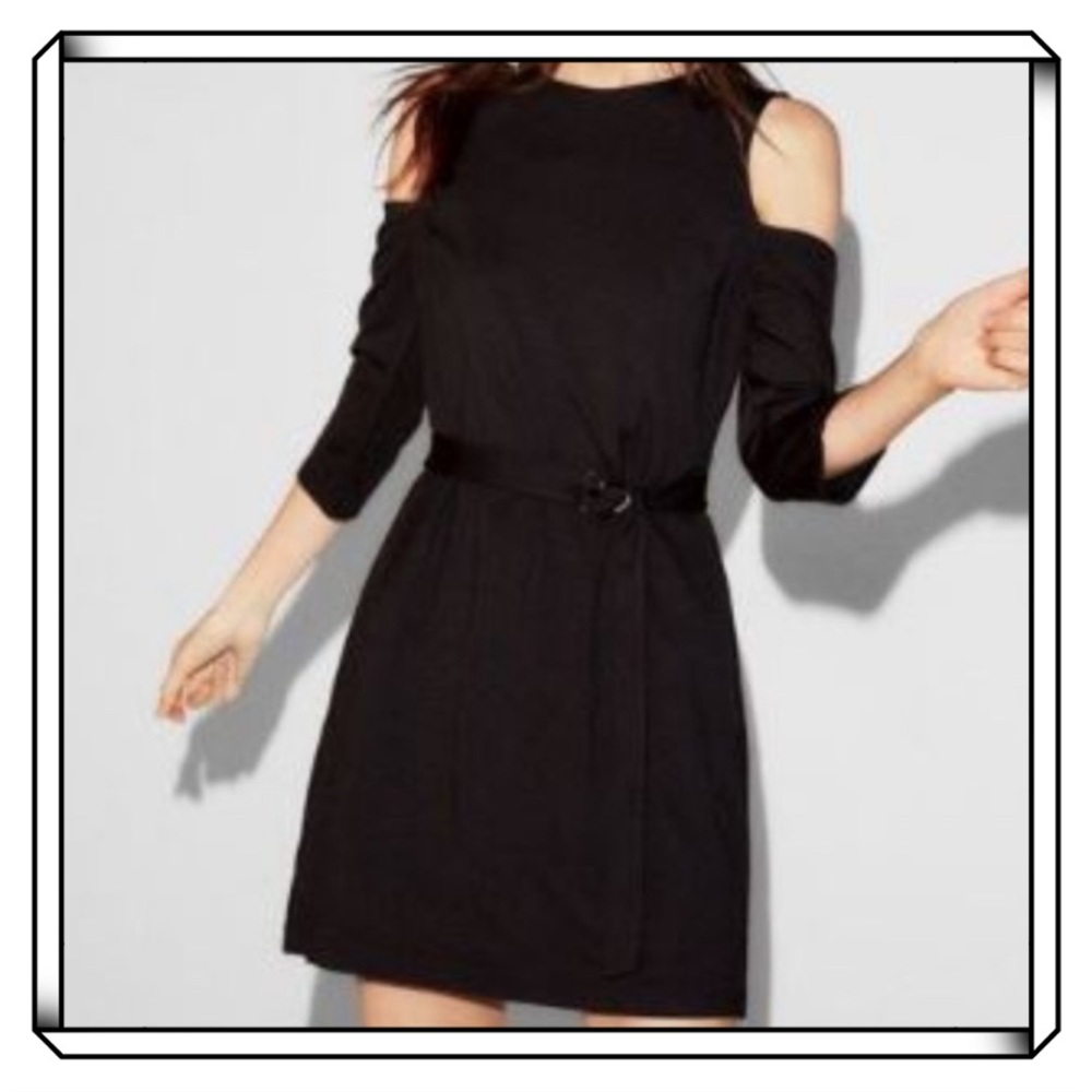 EXPRESS Cold Shoulder Dress Black Medium